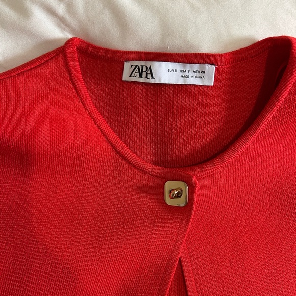 Zara Bold Red Knit Cardigan - Picture 2 of 3